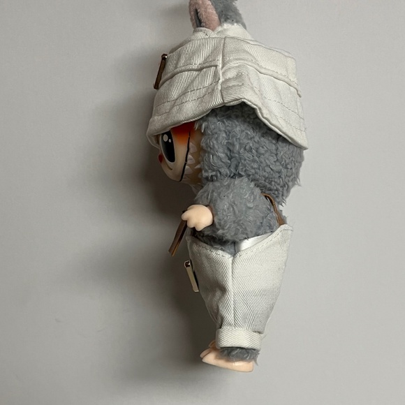 Designer Overalls Bucket Hat 2 Piece Outfit For Labubu White - Picture 3 of 9